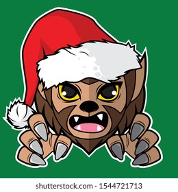 Vector cartoon illustration with Cute Werewolf Theme