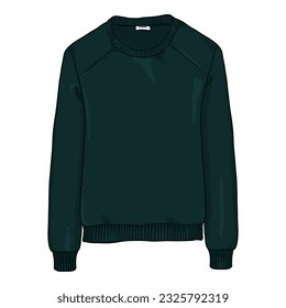 Vector Cartoon Illustration Dark Green Sweatshirt