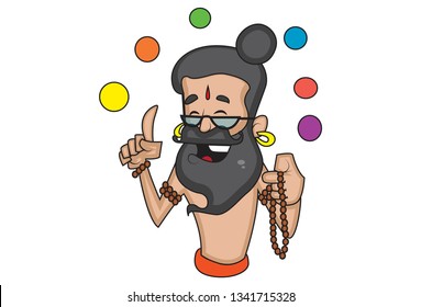 Vector cartoon illustration of data baba. Isolated on white background.