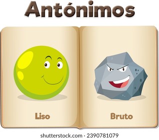 Ilustración de dibujos animados vectoriales que ilustran los conceptos contrastantes de suavidad y rudeza en la educación