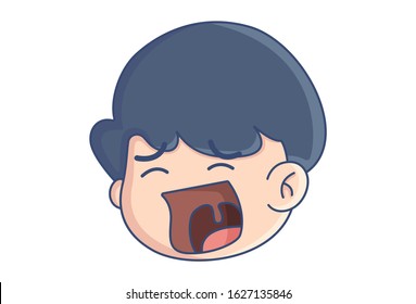 Vector cartoon illustration of depressed boy. Isolated on white background.