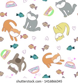 Vector cartoon illustration. Vector design element. Vector cat collection. Cartoon design style
