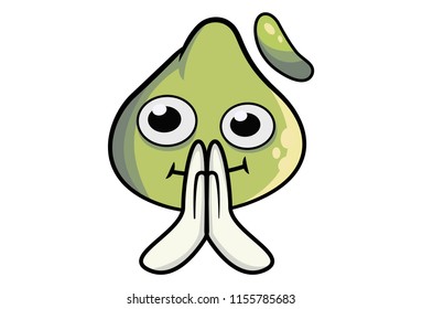Vector cartoon illustration of dimsum greet hand. Isolated on white background.