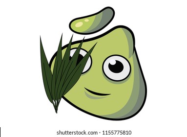 Vector cartoon illustration of dimsum with leaves. Isolated on white background.