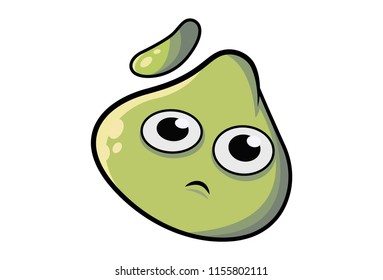 Vector cartoon illustration of dimsum sad face. Isolated on white background.
