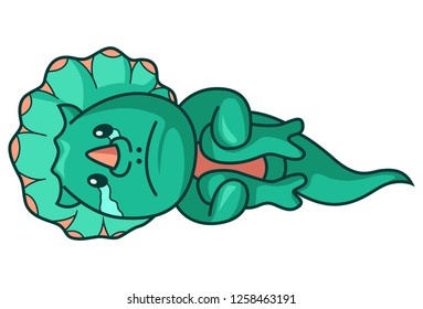 Vector cartoon illustration of dinosaur sleeping. Isolated on white background.