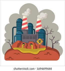 Vector cartoon illustration of dirty plant. Environmental pollution concept.