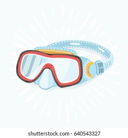 Vector cartoon illustration of diving mask. Isolation object on white background