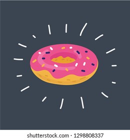 Vektorcartoon-Illustration von Donuts. Dunkler Hintergrund.