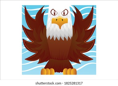 Vector cartoon illustration of eagle bird. Isolated on white background.