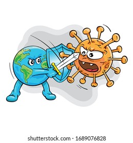 Cartoon-Illustration der Vektorillustration zur Bekämpfung des Corona-Virus covid19