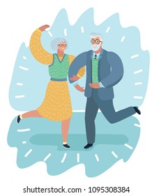 Vector cartoon illustration of an Elderly Couple Dancing at a Party. Human characters.