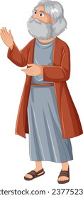 A vector cartoon illustration of an elderly man standing