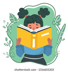 Vector cartoon illustration of elementary school girl.