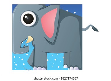 Vector cartoon illustration of an elephant animal. Isolated on white background.