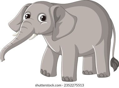 A vector cartoon illustration of an elephant standing on a white background