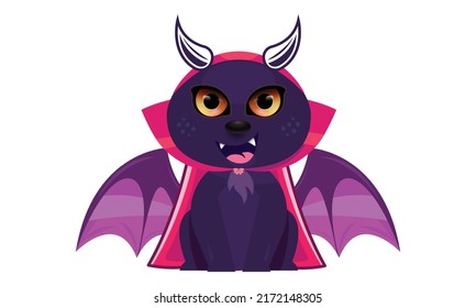 Vector cartoon illustration of extraordinary bat character. Vector illustration of a cute bat cartoon on white background