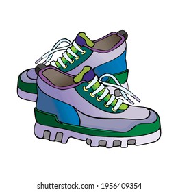 Vector Cartoon Illustration - Extreme Hiking Boots. Front View