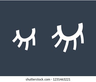 Vector cartoon illustration of Eyes closed, lases. Hand drawn sketch on dark background. Black and white concept.
