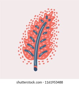 Vector cartoon illustration of fallen autumn leaf on white backgroud.