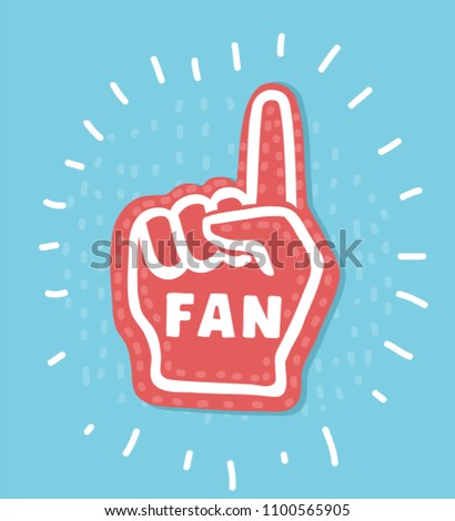 Vector cartoon illustration of Fan Hand Red blue background.