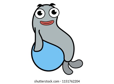 Vector cartoon illustration of fish sitting on bean bag . Isolated on white background.