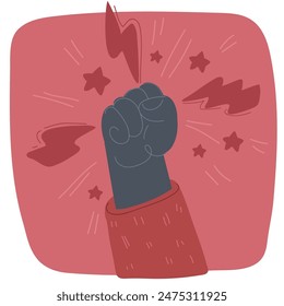 Vector cartoon illustration of Fist clenched symbol. Power, strength