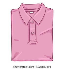 Vector Cartoon Illustration - Folded Pink Polo Shirt