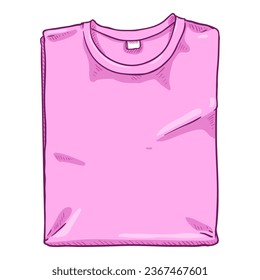 Vector Cartoon Illustration - Folded Pink T-shirt