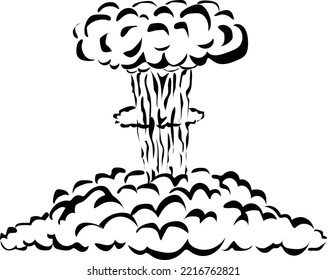 vector cartoon illustration in the form of atomic or nuclear bomb explosion