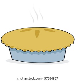 Vector cartoon illustration of a freshly baked apple pie