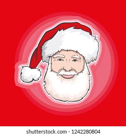 Vector cartoon illustration of friendly Santa Claus .