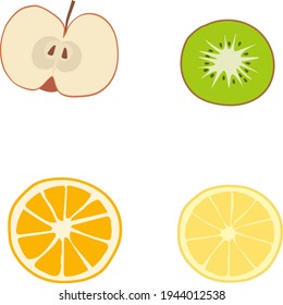 vector cartoon illustration fruits on white background