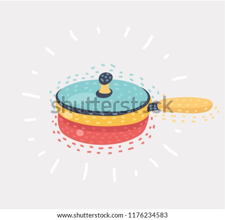 Vector cartoon illustration of Frying pan, single icon in blak style. Object on white background.