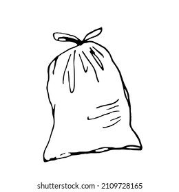 Vector cartoon illustration of full trash bag isolated on white