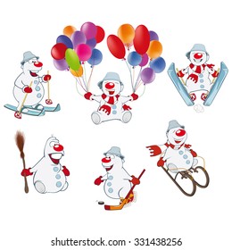 Vector Cartoon Illustration of a Funny Christmas Snowman for you Design