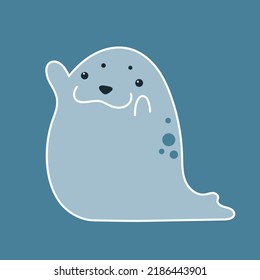 Vektorgrafik-Illustration von lustig-süßem Pelzsiegel einzeln auf blauem Hintergrund. nützlich für Web- und Grafikdesign, Druck, Muster, Wallpaper, Babyartikel, Aquarien, Schwimmbäder, Bäder