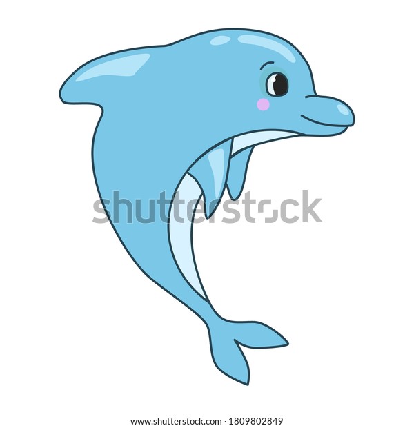 Vector Cartoon Illustration Funny Dolphin Jumping Stock Vector (royalty 