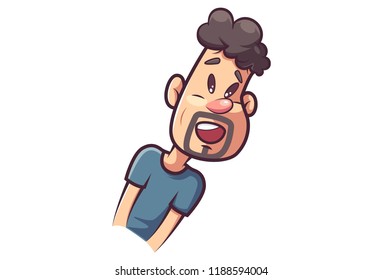 Vector cartoon illustration of funny man face expressions. Isolated on white background. 