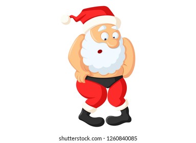 Vector cartoon illustration of funny Santa. Isolated on white background.