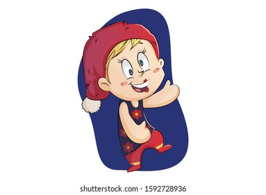 Vector cartoon illustration of girl is dancing. Isolated on white background.