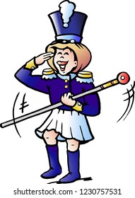 Vector Cartoon illustration of a Girl Tamburmajor