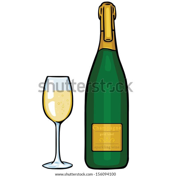 View Gold Champagne Bottle Cartoon Background