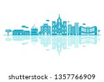 Vector cartoon illustration of Goa skyline. Isolated on white background.