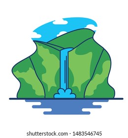 Vector Cartoon Illustration Of Gocta Cataracts Waterfall
