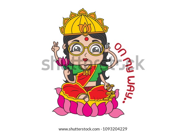 Vector Cartoon Illustration Goddess Laxmi Glasses Stock Vector (Royalty ...