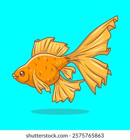 Vector cartoon illustration of goldfish