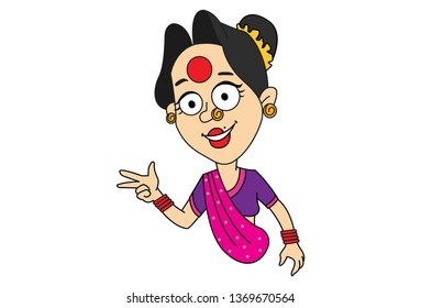 Vector cartoon illustration of Gossip lady saying something. Isolated on white background.
