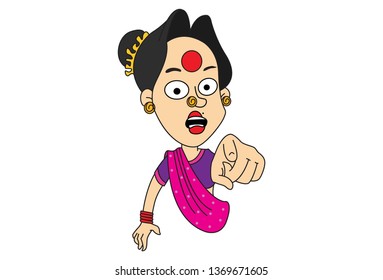 Vector Cartoon Illustration Gossip Lady Gesturing Stock Vector (Royalty ...