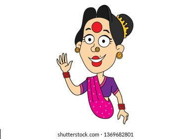 Vector Cartoon Illustration Gossip Lady Gesturing Stock Vector (Royalty ...